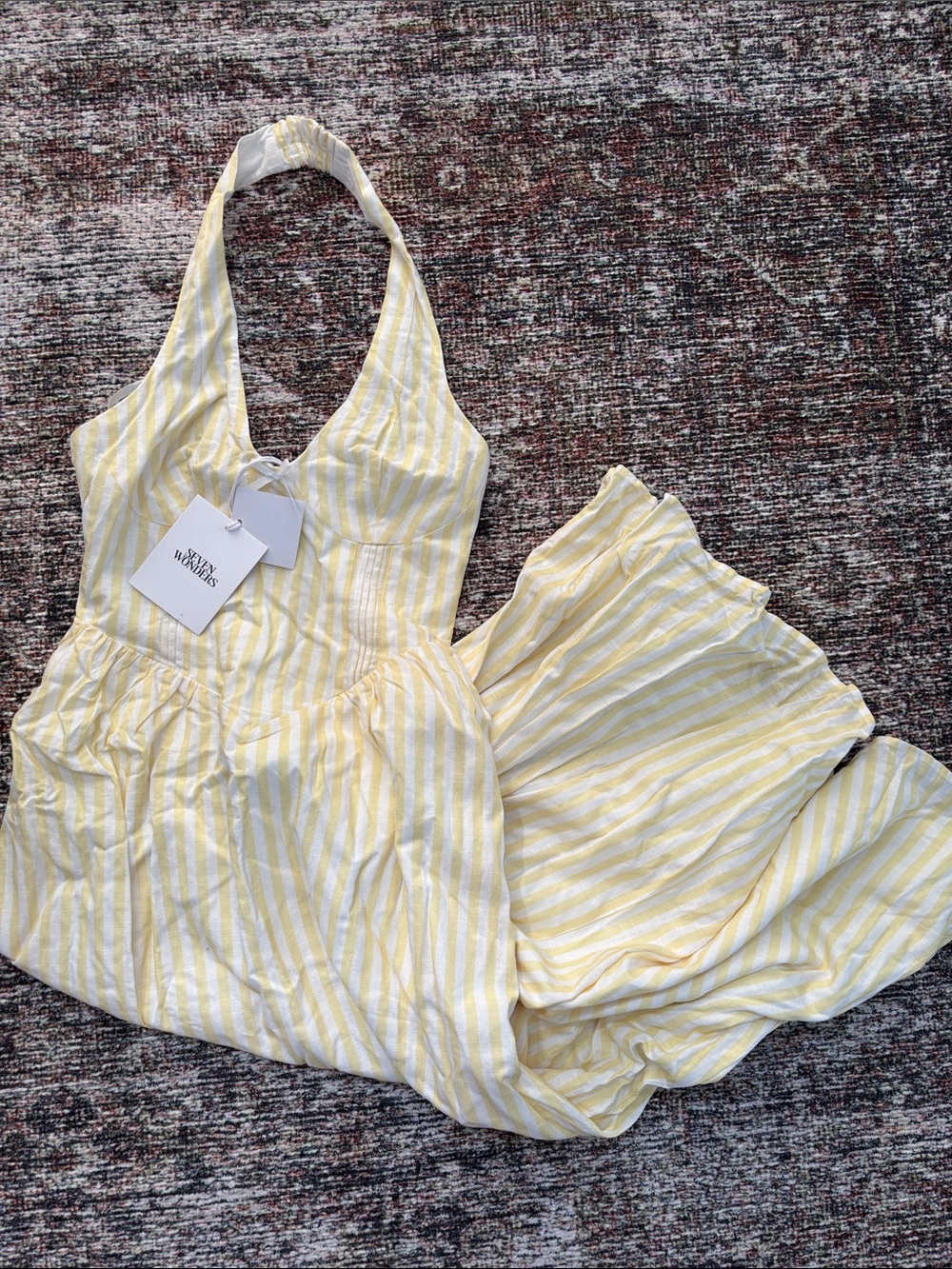 Striped Yellow Halter Sundress